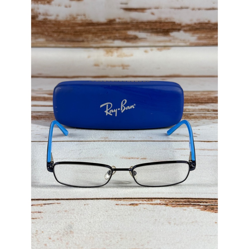 Ray‑Ban RB1027 4000 Blue Black Rectangular Eyeglasses Frames 47‑16‑125 Case